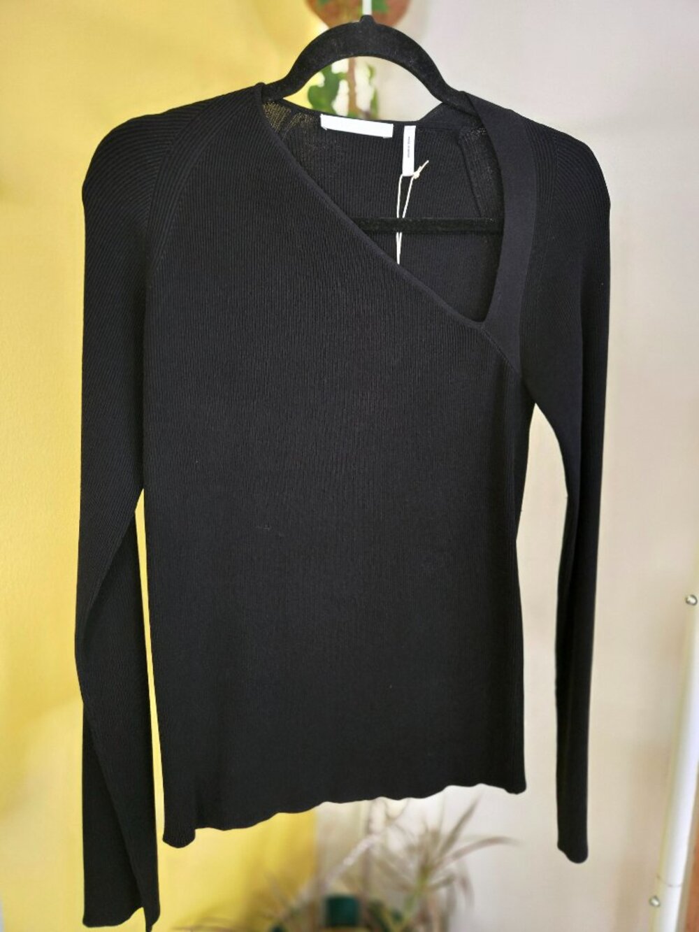 NWT Helmut Lang Rib Knit Wrap Top | Black | Size L